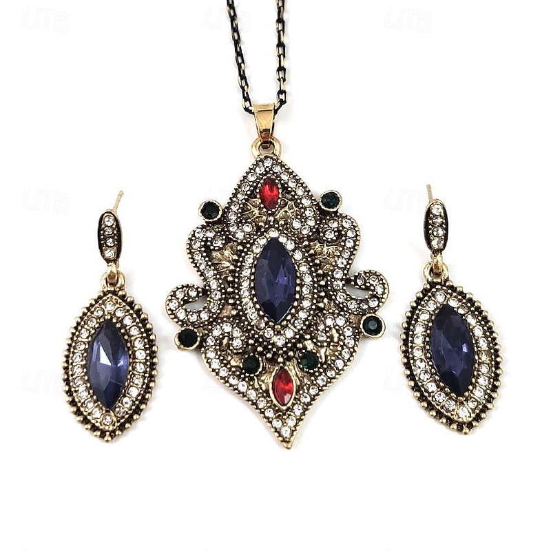 Jewelry Sets For Womenindian Style Rhinestone Inlaid Flower Necklace Earrings Wedding Jewelry Set4