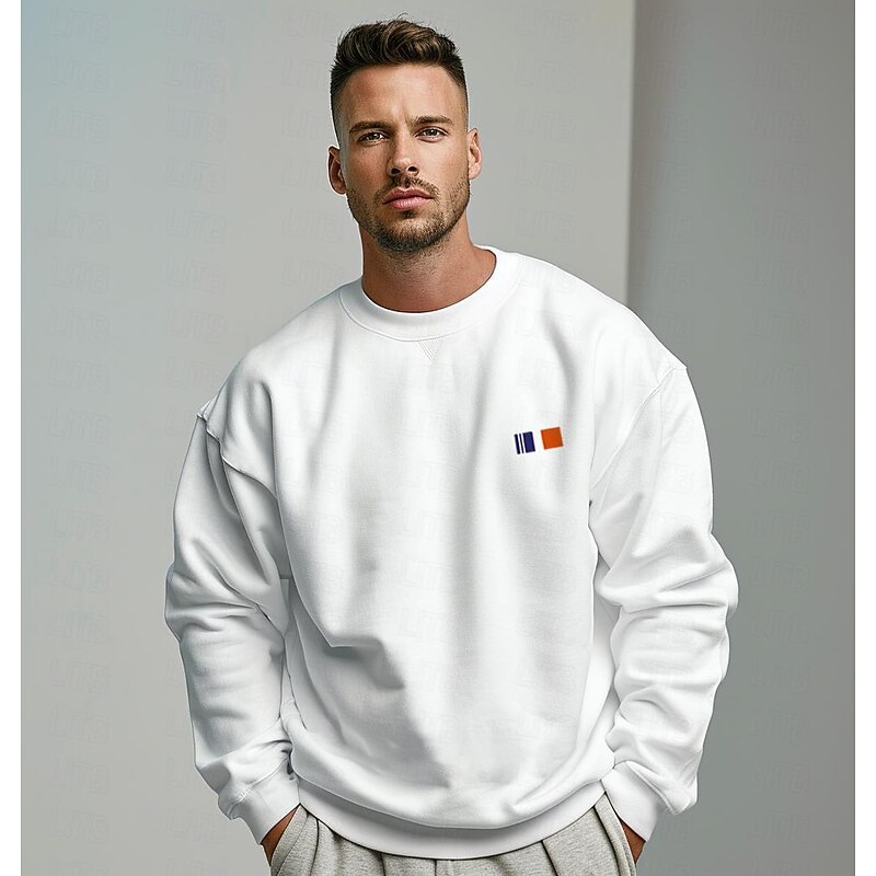 Men's Graphic Sweatshirts Long Sleeve Sweatshirts  Crew Neck Fashion Daily Vacation Holiday Spring &  Fall Black White Clothing Apparel Designer S M L XL 2XL