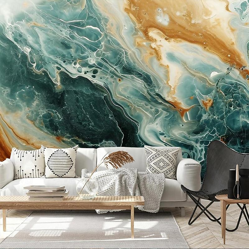 Cool Wallpapers Marble Abstract Wallpaper Wall Mural Wall Covering Sticker Peel and Stick Removable PVC/Vinyl Material Self Adhesive/Adhesive Required Wall Decor for Living Room Kitchen Bathroom