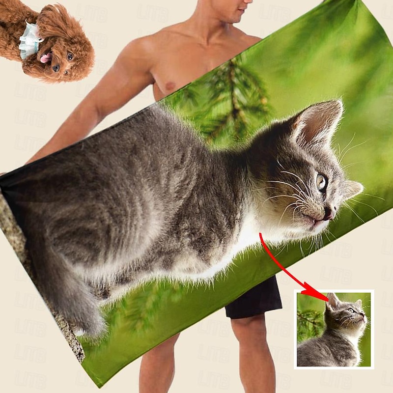 Customize Your Image Beach Towel Yoga Towel  Microfiber Beach Blanket Anti Sand Towel （Single-Sided Printing）Multipurpose for Bathroom, Hotel, Gym and Spa