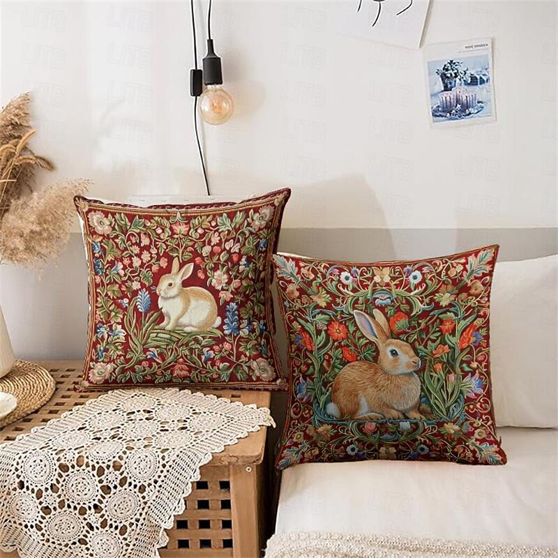 1 pcs Velvet Pillow Cover, Floral Animal Rustic Casual Square Zipper Traditional Classic3