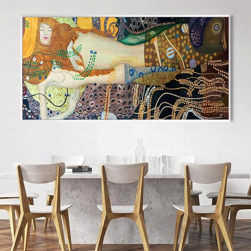 Gustav Klimt Water Serpents Oil painting hand-painted Gustav Klimt oil painting Gustav Klimt painting woman vintage art decor painting4