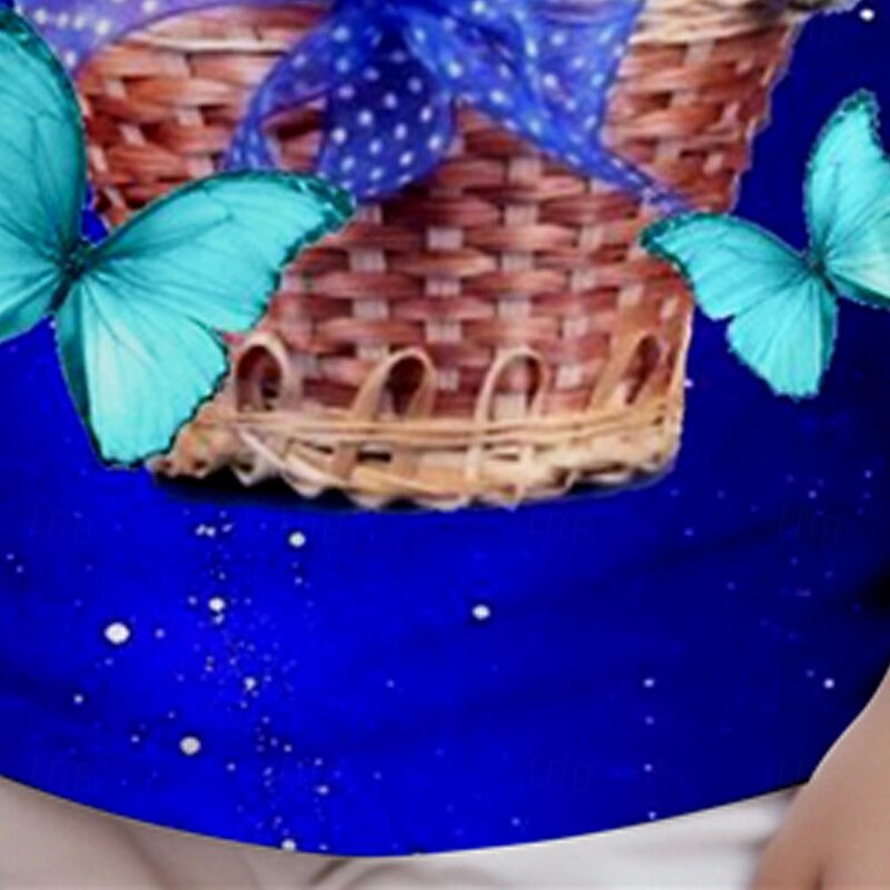 Girls' 3D Cat Butterfly Tee Shirts Short Sleeve 3D Print Summer Active Fashion Cute Polyester Kids 3-12 Years Crew Neck Outdoor Casual Daily Regular Fit4