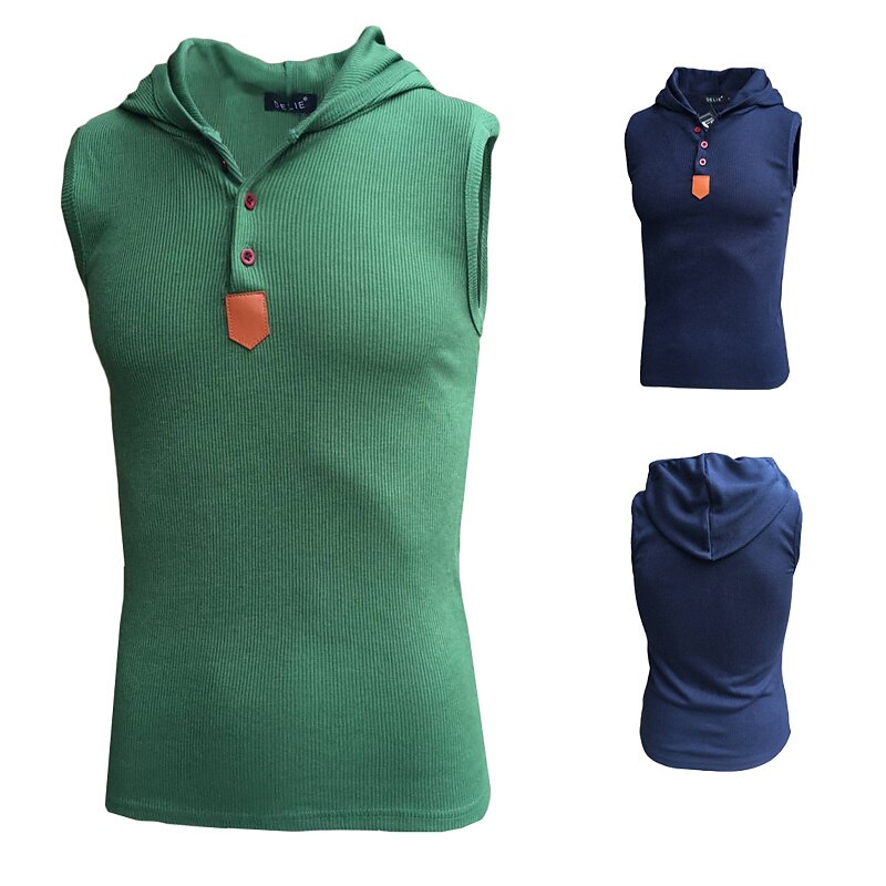 Men's Tank Top Vest Top Undershirt Sleeveless Shirt Sleeveless Hooded Summer Plain Fashion Designer Basic Vacation Street Going out White Green Dark Blue Top Tee for Men3