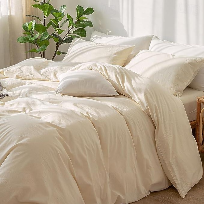 Bedding Duvet Cover Set - 1 Duvet Cover with 2/1 Pillow Shams - 3/2 Pieces Comforter Cover with Zipper Closure Sage Green Peach Puzz Red Blue Yellow White Black