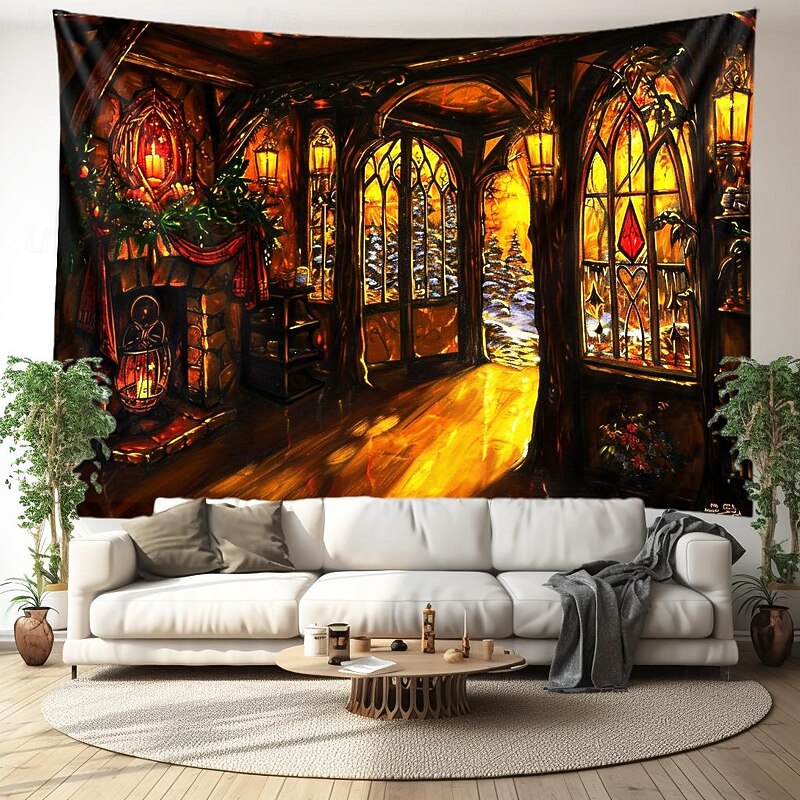 Fantasy House Hanging Tapestry Wall Art Large Tapestry Mural Decor Photograph Backdrop Blanket Curtain Home Bedroom Living Room Decoration - Main Image