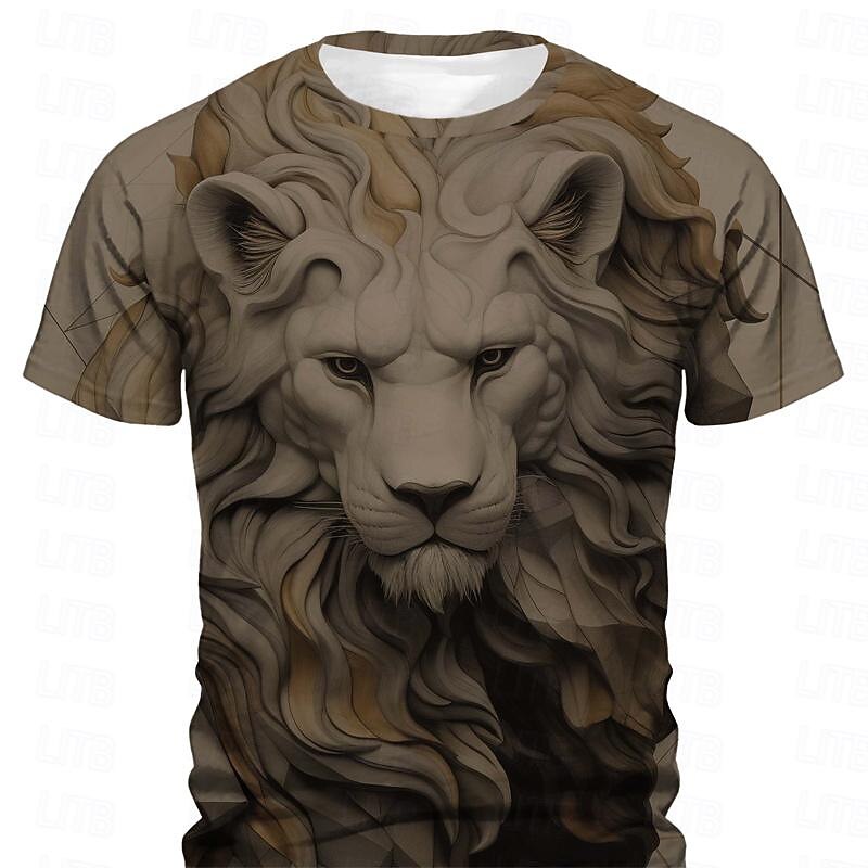 Men's Graphic Animal Lion T Shirt Short Sleeve T shirt 3D Print Crew Neck Shirt Designer Casual Subculture Sports Outdoor Holiday Going out Light Brown Light Purple Purple Spring & Summer Clothing3