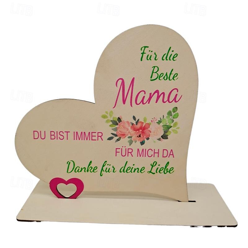 Women's Day Gifts 3 Pcs Cross Border Hot Selling New Mother's Day Heart-shaped Wooden Ornaments Uv Painted Wooden Handicrafts Creative Products In Stock Mother's Day Gifts for MoM