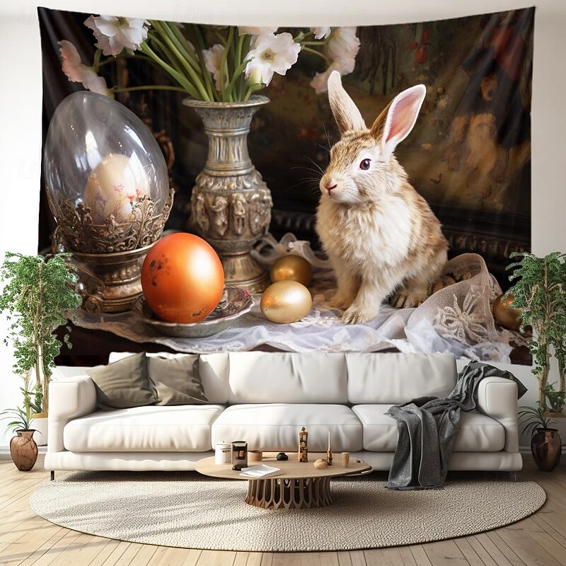 Vintage Bunny Hanging Tapestry Wall Art Large Tapestry Mural Decor Photograph Backdrop Blanket Curtain Home Bedroom Living Room Decoration