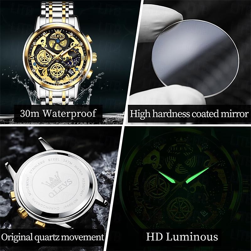 New Olevs Brand Men'S Business Watch Luminous Chronograph Calendar Fashion Trend Simple Quartz Watch Waterproof Sports Leisure Multifunction Chronograph Men'S Wristwatch2