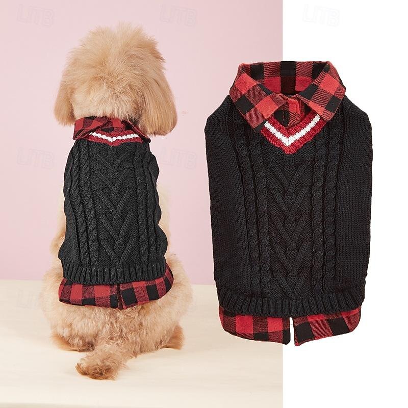 Dog Cat Sweater Jumper Retro Vintage Casual Winter Breathable Soft Washable Comfortable Outdoor Casual Daily Dog Clothing for Bichon Frise Pomeranian Baby Pet Papillon Small2