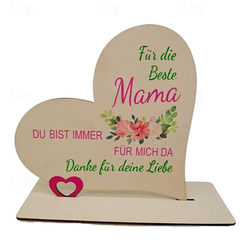 Women's Day Gifts 3 Pcs Cross Border Hot Selling New Mother's Day Heart-shaped Wooden Ornaments Uv Painted Wooden Handicrafts Creative Products In Stock Mother's Day Gifts for MoM2