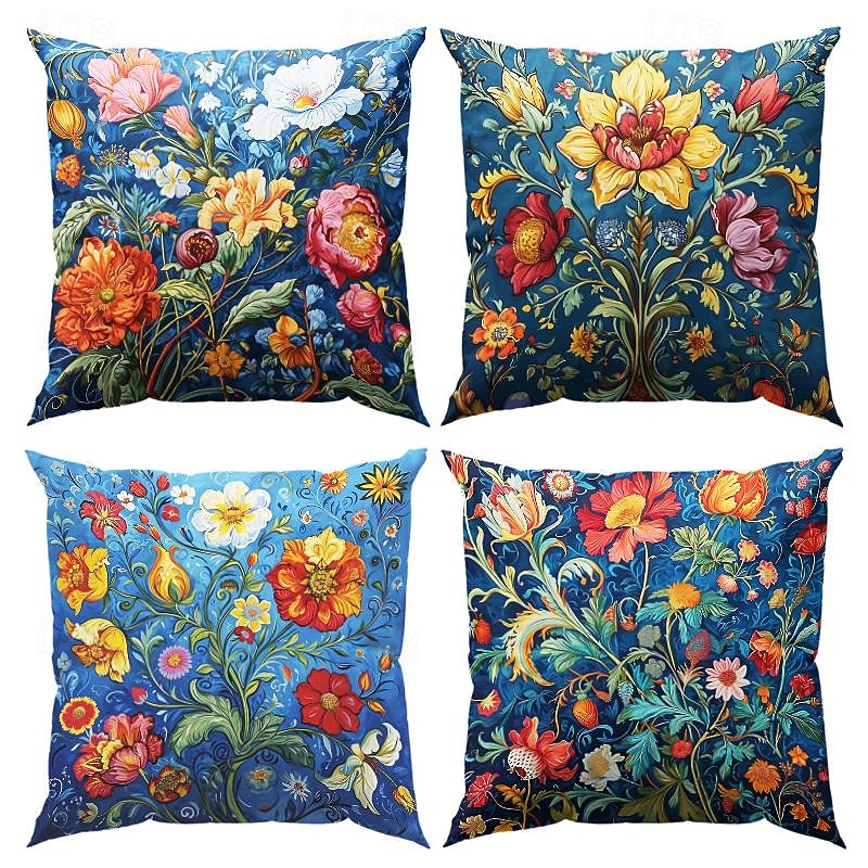 Vintage Flowers 1PC Throw Pillow Covers Multiple Size Coastal Outdoor Decorative Pillows Soft Cushion Cases for Couch Sofa Bed Home Decor4