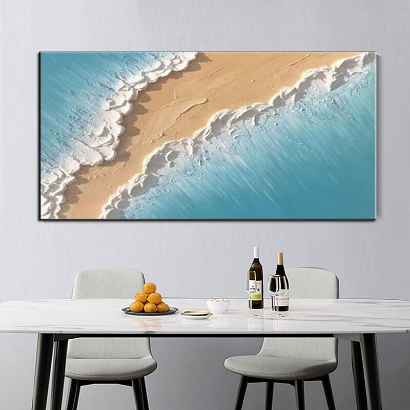 Hand Painted Large Seascape oil painting  Wall Art  ocean seaside painting blue landscape painting Hand Painted Oil Painting Canvas Art with Home Decor ready to hang or canvas2