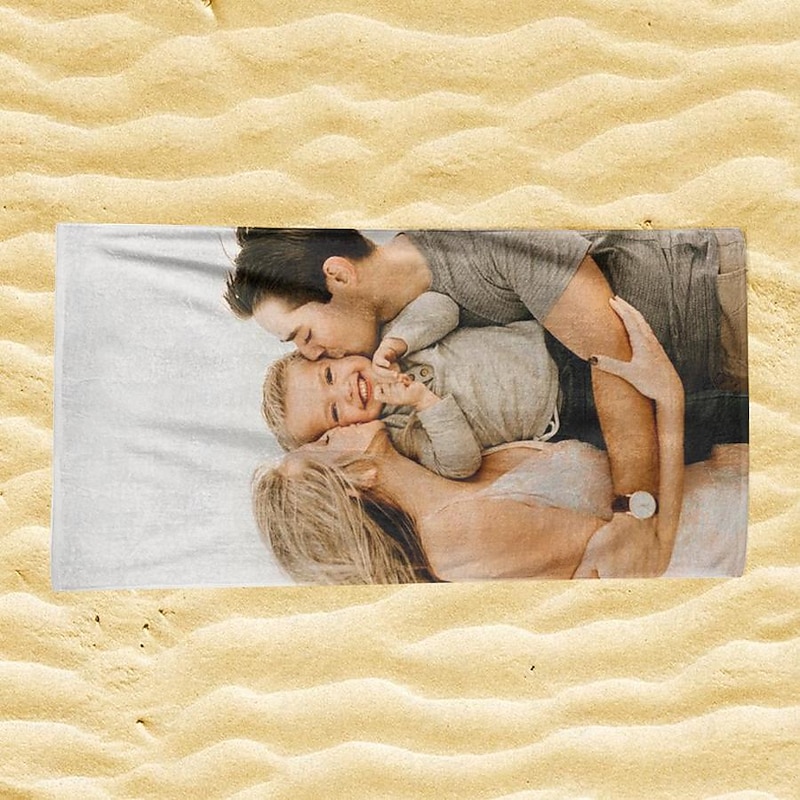 Custom Beach Towels with Photo Bath Towel Personalized Beach Towels with Photo,Personalized Gift for Family or Friends 31"63" （Single-Sided Printing）4