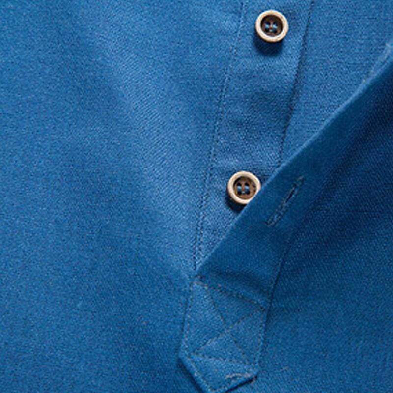 Men's Shirt Linen Shirt Cotton Linen Shirt White Cotton Shirt Chinese Collar Shirt Mandarin Collar Shirt Plain Vacation Hawaiian Black White Blue Orange Long Sleeve Standing Collar Spring &  Fall3