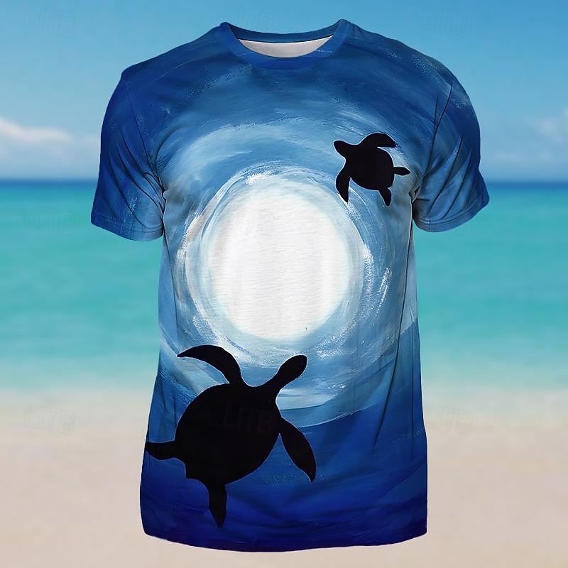 Men's Graphic Animal Turtle T Shirt Short Sleeve T shirt 3D Print Crew Neck Shirt Vacation Daily Designer Sports Outdoor Holiday Going out Yellow Blue Green Spring & Summer Clothing Apparel S M L XL3