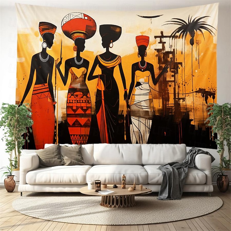 African Folk Art Hanging Tapestry Wall Art Large Tapestry Mural Decor Photograph Backdrop Blanket Curtain Home Bedroom Living Room Decoration
