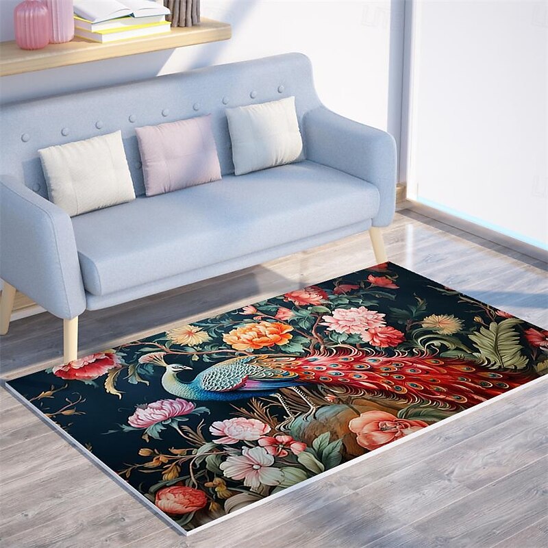 Vintage Peacock Area Rug Kitchen Mat Non-Slip Oil Proof Floor Mat Livingroom Rug Indoor Outdoor Mat Bedroom Decor Bathroom Mat Entrance Rug Door Mat3