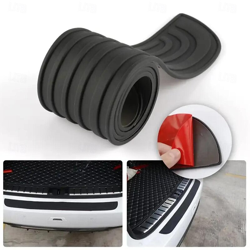 Anti-Scratch Car Trunk Door Sill Protector - Universal Rear Bumper Guard Rubber Trim Pad, 90cm x 7cm