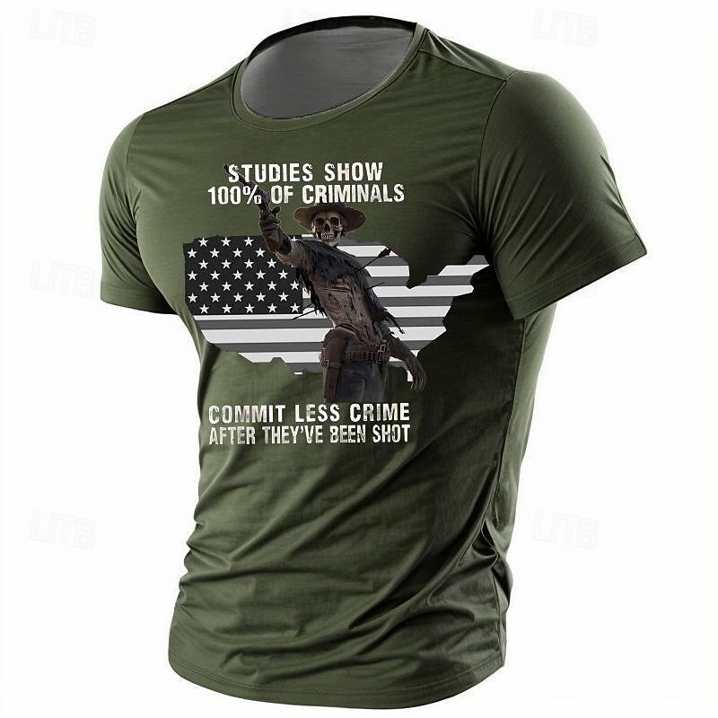 Veterans Day Men's Patriot Patriotic Veteran Graphic Skeleton American Flag T shirt Short Sleeve T shirt 3D Print Crew Neck Shirt Retro Vintage Street Style Western Aztec Sports Outdoor Holiday