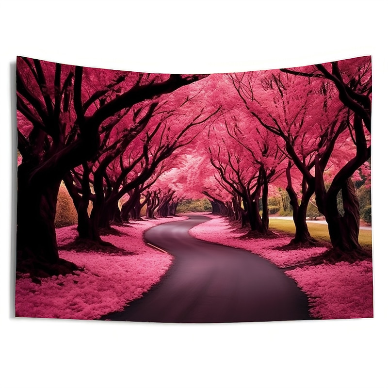 Cherry Blossom Forest Hanging Tapestry Wall Art Large Tapestry Mural Decor Photograph Backdrop Blanket Curtain Home Bedroom Living Room Decoration4