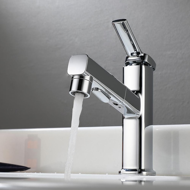 Bathroom Sink Faucet - Pull out Electroplated Centerset Single Handle One HoleBath Taps2