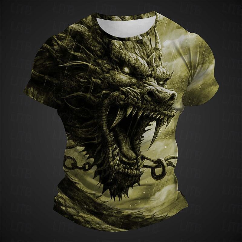 Men's Graphic Animal Dragon T Shirt Short Sleeve T shirt 3D Print Crew Neck Shirt Daily Designer Casual Sports Outdoor Holiday Going out Light Green Blue Red Spring & Summer Clothing Apparel S M L XL2