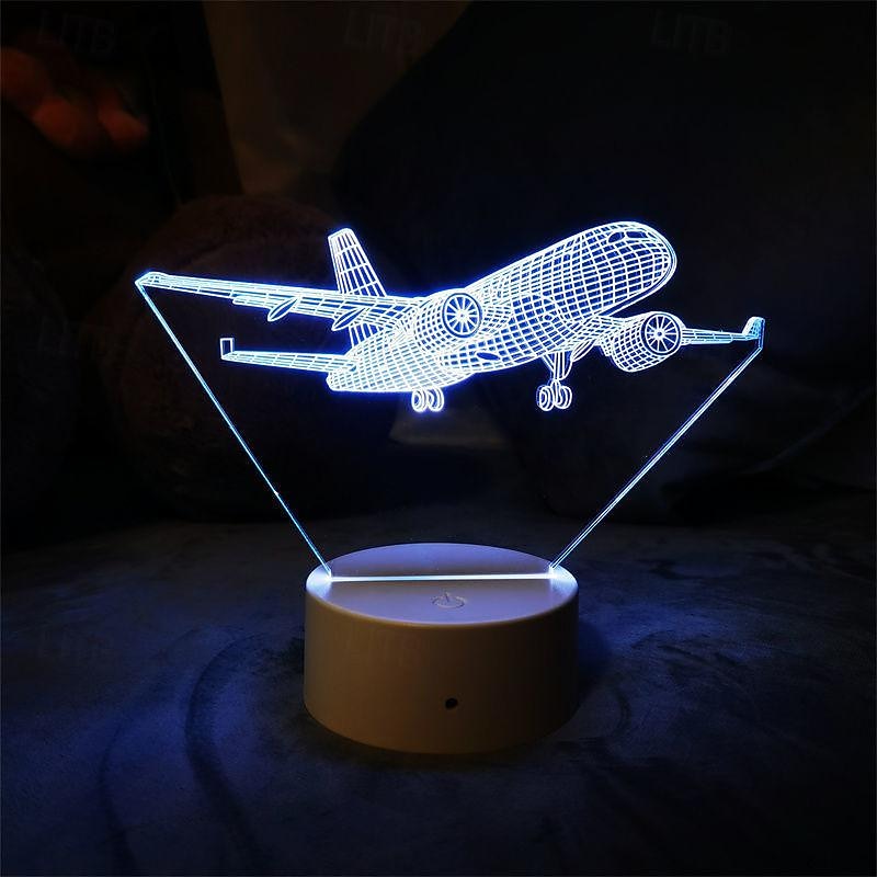 Illuminate Airplane 3D Magical Night Light LED Night Light 7 / 16 Colors Table Desk Night Light2
