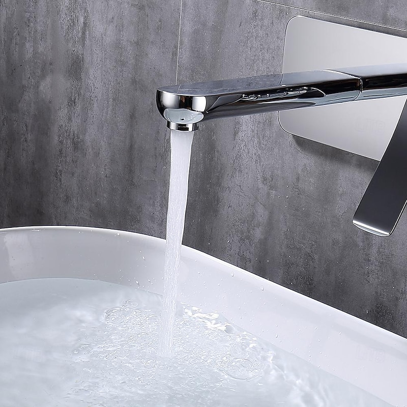 Bathroom Sink Faucet - Wall Mount / Widespread Electroplated Wall Installation Single Handle Two HolesBath Taps2