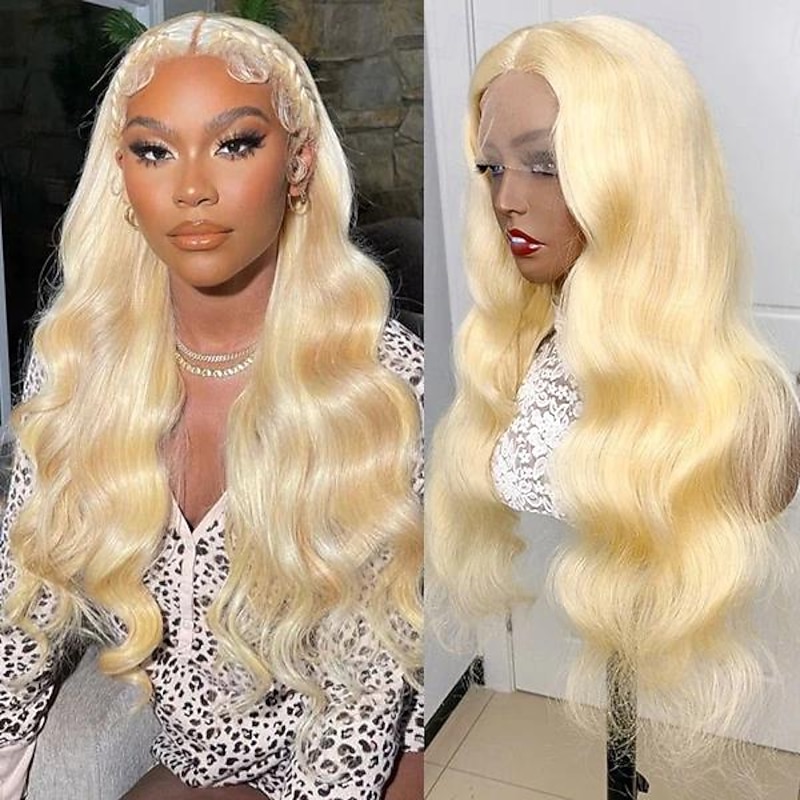 13x4 Body Wave 613# Blonde Lace Frontal Wig Human Hair 150% Density