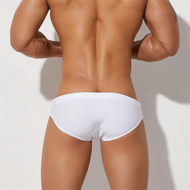 Men's Shorts Swim Briefs Daily Wear Vacation Summer Beach Swimming Soft Comfortable Drawstring Elastic Waist Color Block Short Gymnatics Casual Activewear White Yellow Low Waist3