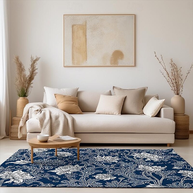 Blue Flower Area Rug Kitchen Mat Non-Slip Oil Proof Floor Mat Livingroom Rug Indoor Outdoor Mat Bedroom Decor Bathroom Mat Entrance Rug Door Mat Bird Tree of Life2