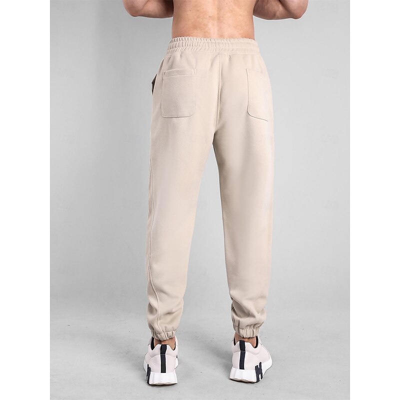Men's Sweatpants Joggers Trousers Drawstring Elastic Waist Elastic Cuff Plain Comfort Breathable Casual Daily Holiday Sports Fashion Black Khaki3