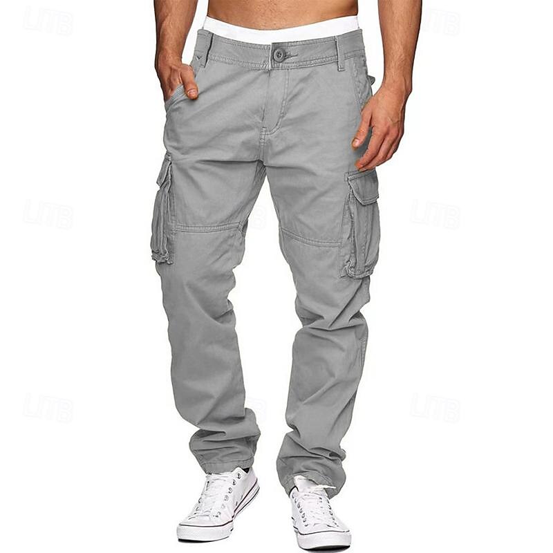 Men's Cargo Pants Zipper Pocket Plain Breathable Soft Casual Weekend 100% Cotton Fashion Streetwear Black Army Green Micro-elastic4