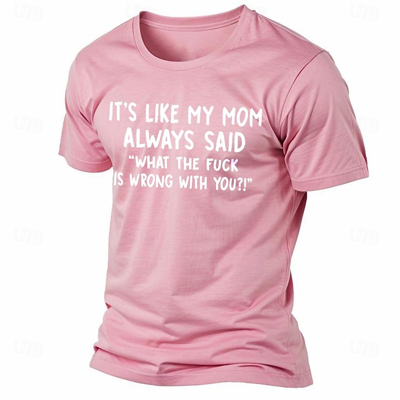 Men's Letter Graphic Prints Family T Shirt Graphic Tee Cotton Short Sleeves Graphic Shirt Black White Pink Comfortable Tee Vacation Street Fashion Designer Clothing - Main Image