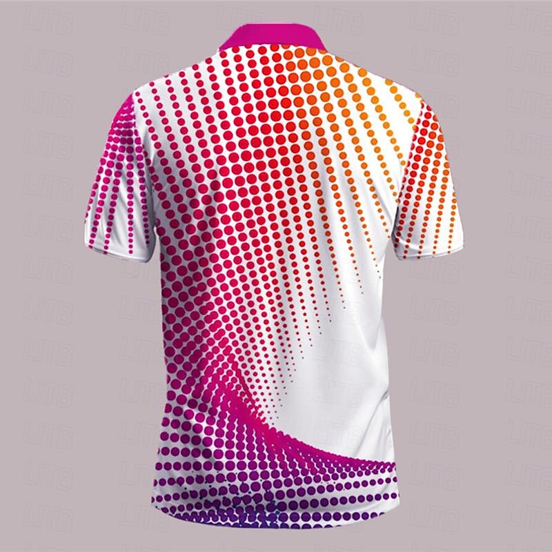 Men's Geometric Golf Shirt Short Sleeve Polo Shirts Collared Shirts Business Casual Vacation Wear Formal Wear Festival Wear Buttons 3D Print Summer Blue Purple Green2