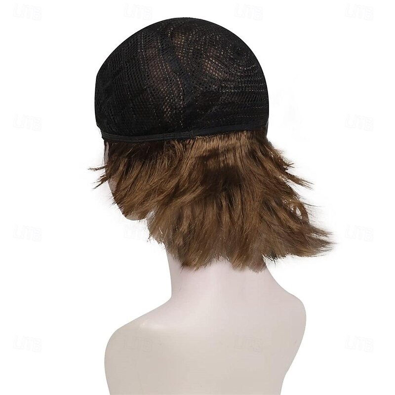 Brown Short Bob Party Wigs-Synthetic Women Girl Costume Cosplay Carnival Birthday Christmas Bachelorette Flapper Bangs Wig Halloween Wigs4