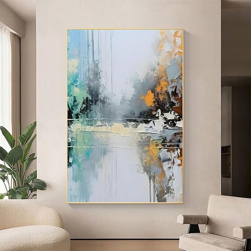 Handmade Oil Painting Canvas Wall Art Decoration Vertical Modern Abstract Art for Home Living Room Hallway Decor Rolled Frameless Unstretched Painting