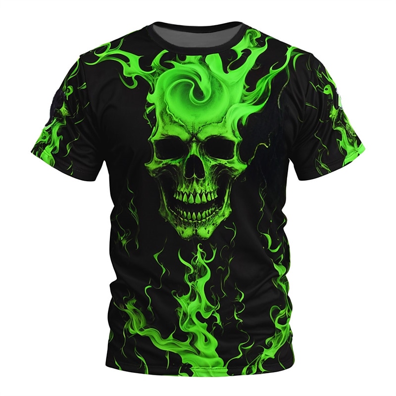 Men's Graphic Skull T Shirt Short Sleeve T shirt 3D Print Crew Neck Shirt Subculture Sports Outdoor Holiday Going out Yellow Red Blue Spring & Summer Clothing Apparel S M L XL 2XL 3XL