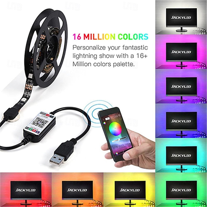 Waterproof 5M RGB TV BlackLight USB LED Strip Light Smart App Control Ice String Room Lights Pool Light Strip 5050 5V Colorful for Children Into The Home Decor RGB Ribbon2