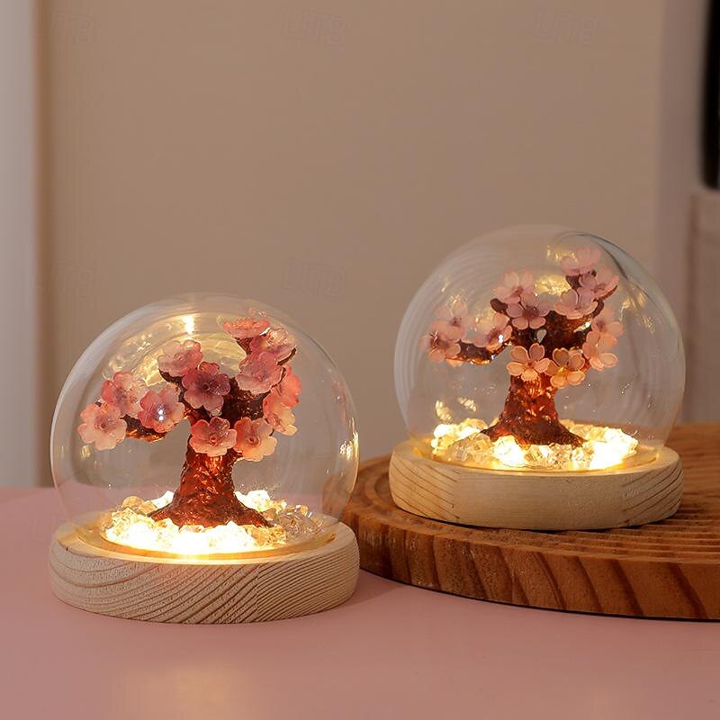 Handmade DIY Cherry Blossom Tree Peach Blossom Night Light Creative ambient light bedroom cozy decorative ornaments