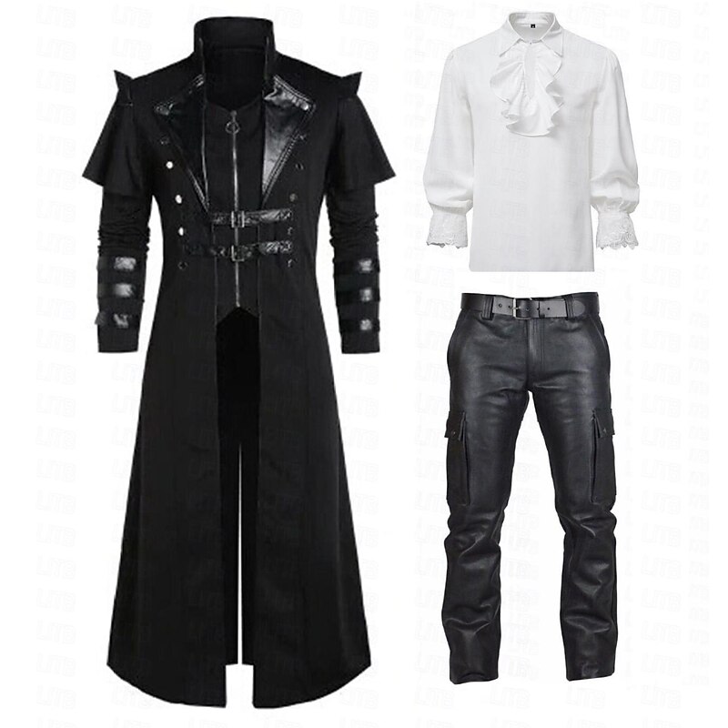 Punk & Gothic Medieval Steampunk Coat Blouse / Shirt Pants Plague Doctor Plus Size Fancy Dress Men's Carnival Masquerade Party Adults' Coat Shirt Blouse