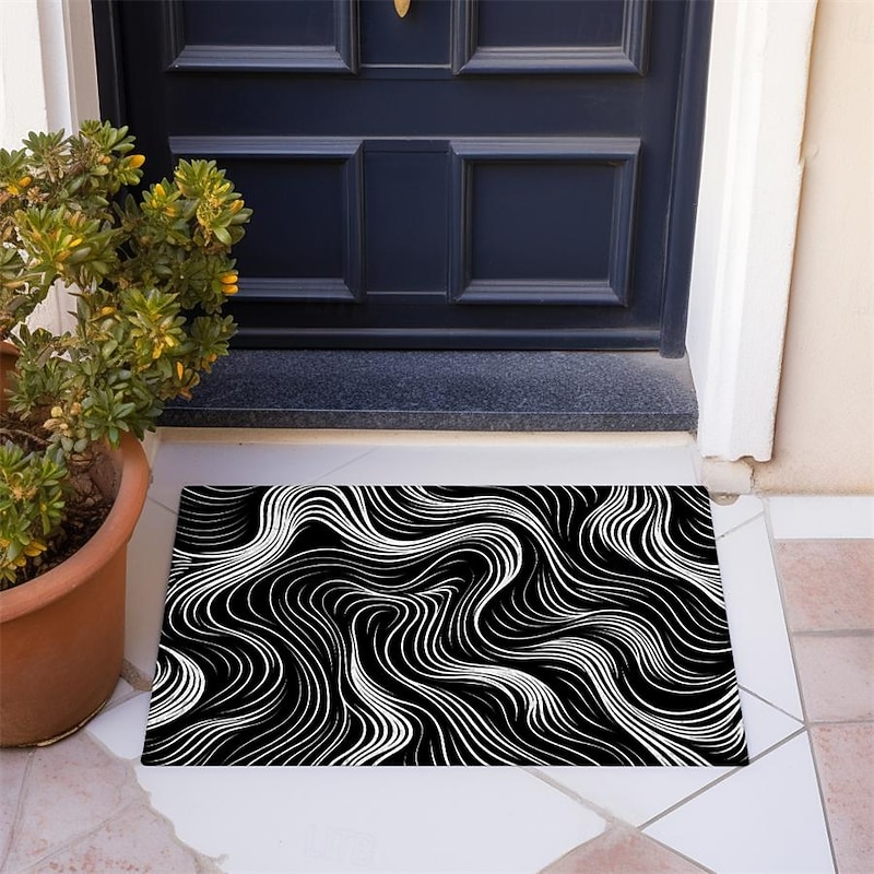 Abstract Line Doormat Floor Mats Washable Rugs Kitchen Mat Non-Slip Oil Proof Rug Indoor Outdoor Mat Bedroom Decor Bathroom Mat Entrance Rug2