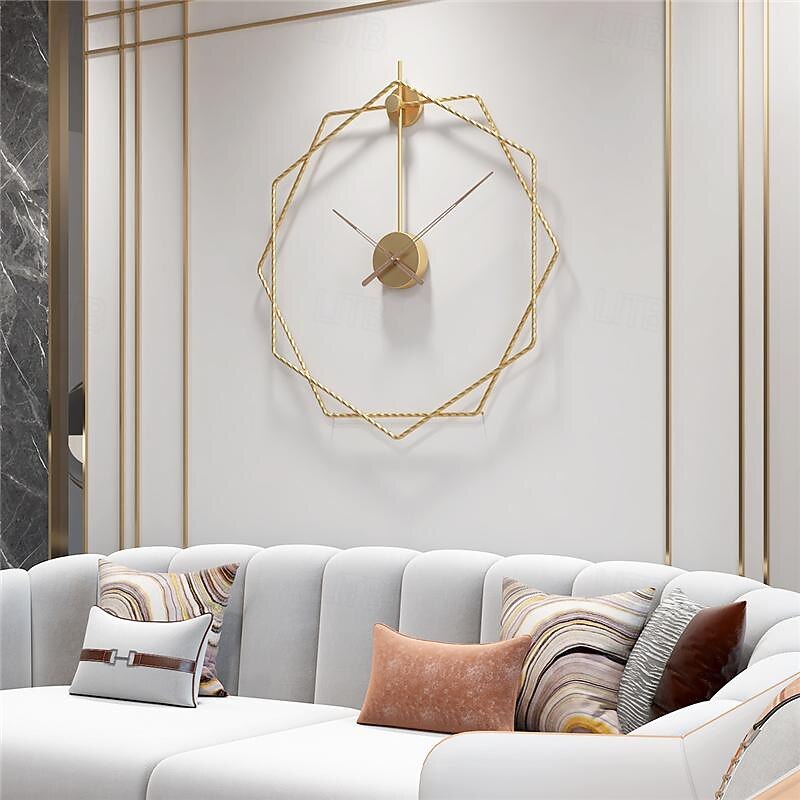 Geometry Large Wall Clock Metal Decorative Silent Non-Ticking Big Clocks Modern Home Decorations for Living RoomBedroomDining Room Office 50 60 80 cm3