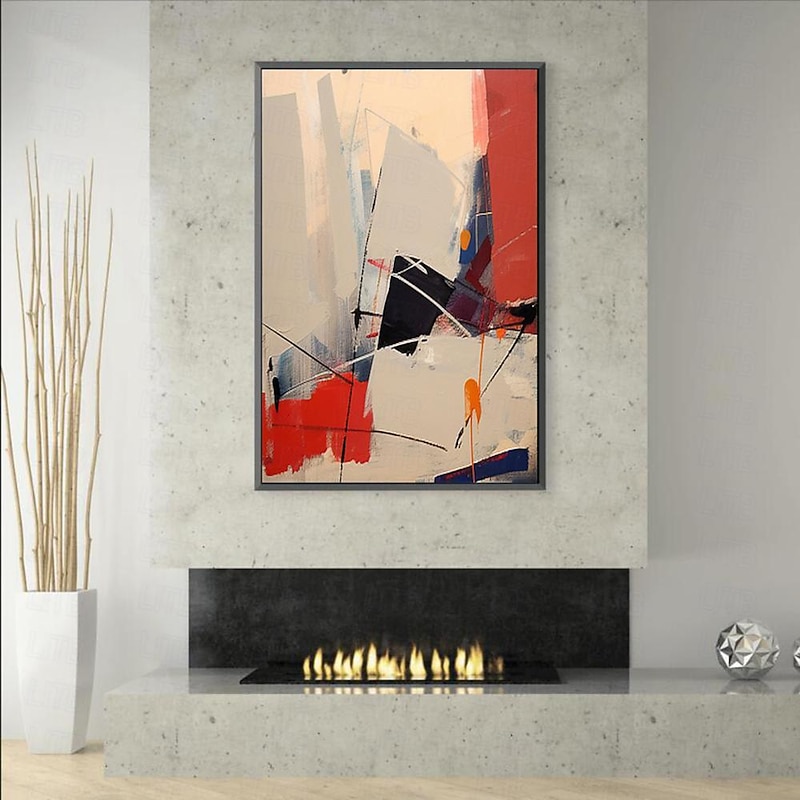 Large hand painted Abstract Colorful Minimalist Acrylic Painting On Canvas Modern Contemporary artwork for  Living room bedroom Wall Decor Red White Black oil painting wall decoration3