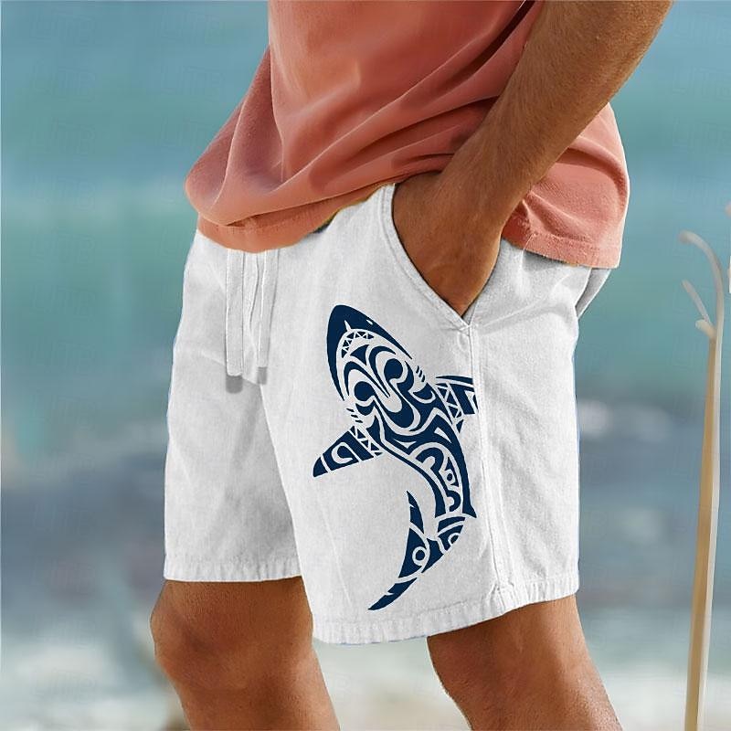 Men's Animal Whale Shorts Summer Shorts Beach Shorts Mid Waist Hawaiian Casual Outdoor Holiday Going out Drawstring Elastic Waist Print Designer Clothing Apparel