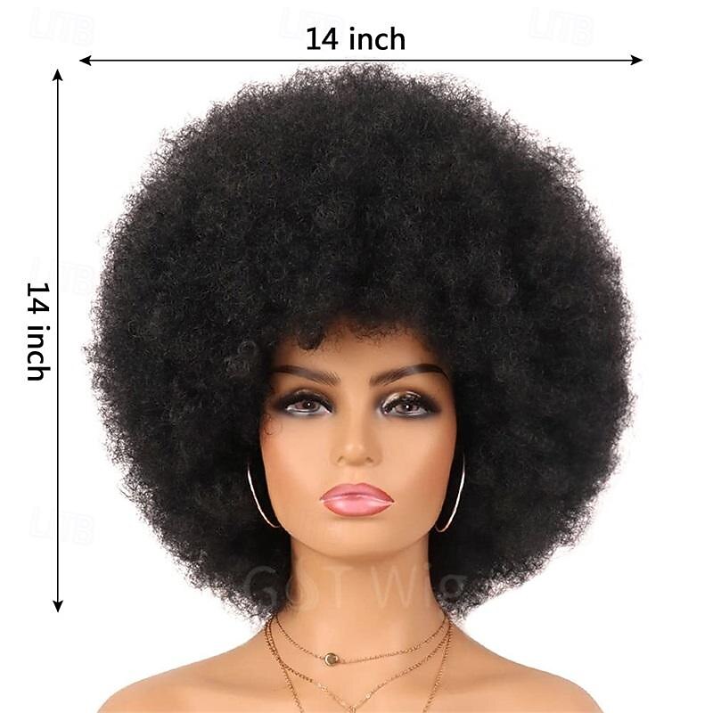 Wig 70's Afro Curly Wigs for Black Women Glueless Wear and Soft Black Afro Wigs Large Bouncy and Soft Natural Looking Full Wigs for Daily Party Cosplay Costume Halloweeen Halloween Wigs4