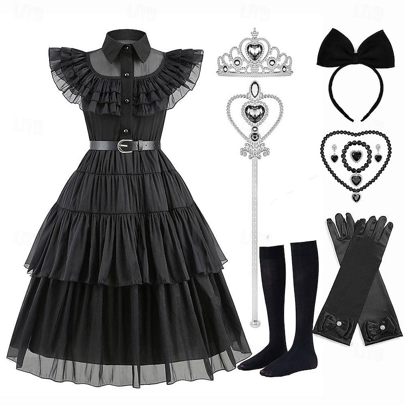 Gothic Horror Dark Academia Dress Cosplay Costume Outfits Punk & Gothic Movie Cosplay for Girls' Kid's Masquerade