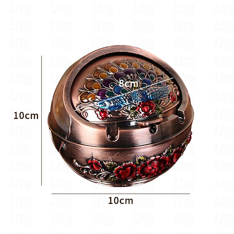 Ball-shaped Peacock Ashtray - Mini Metal Crafts Ashtray Gift - Suitable For Outdoor Indoor Decor4